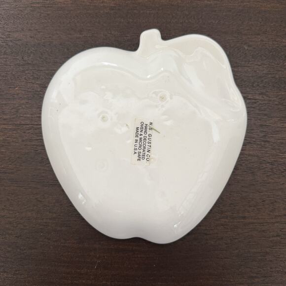 VTG Christmas Holly Apple Shaped Plate N.S. Gustin Co Nut Candy Trinket Dish USA - Picture 9 of 13